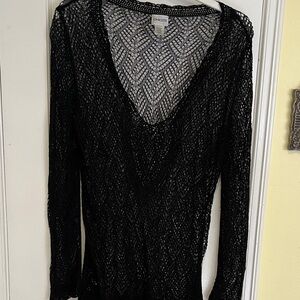 Chico's Black Textured Knit Top